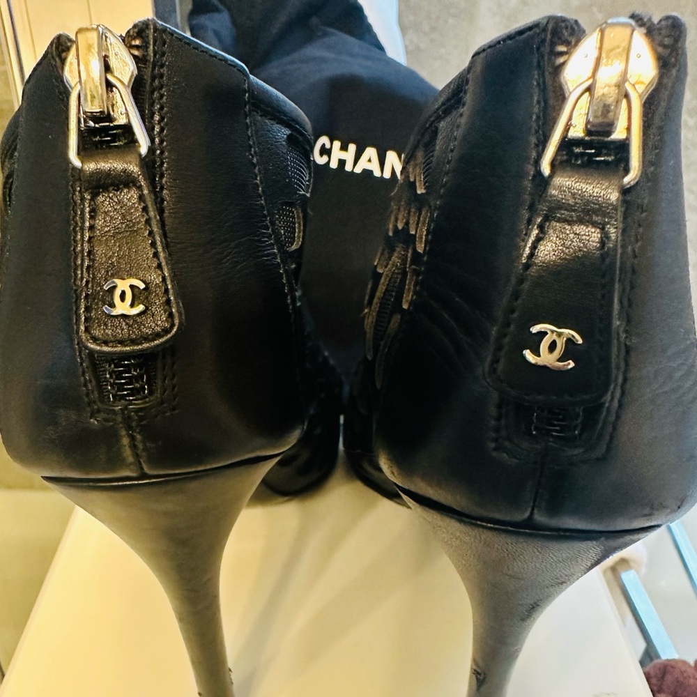 Authentic Chanel Open Toe Shoe Boots